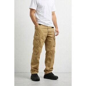 Benjamin Black Cargo Pant 38x32 Tan Khaki Utility Y2K Streetwear Rugged Gorpcore